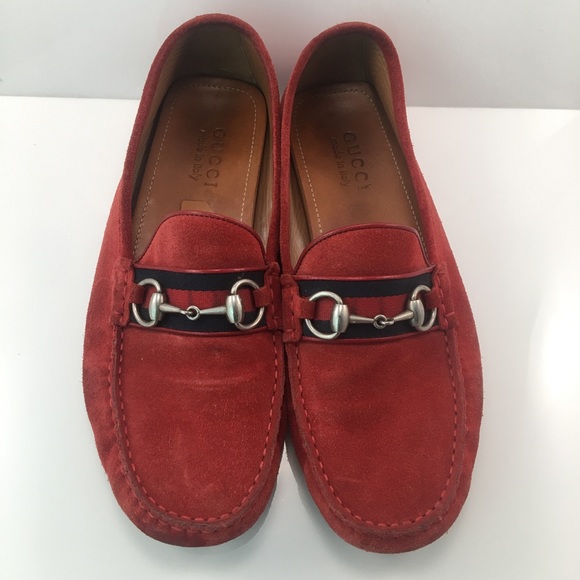 Gucci | Shoes | Gucci Red Suede Loafers Size | Poshmark